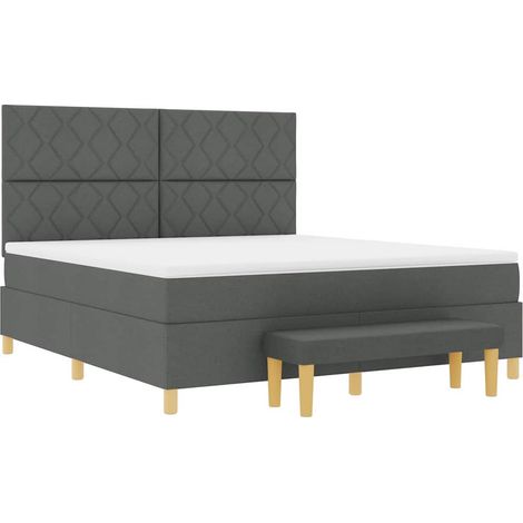 vidaXL Letto a molle con cuscino Grigio scuro 200 x 180 cm Tessuto (1/5)