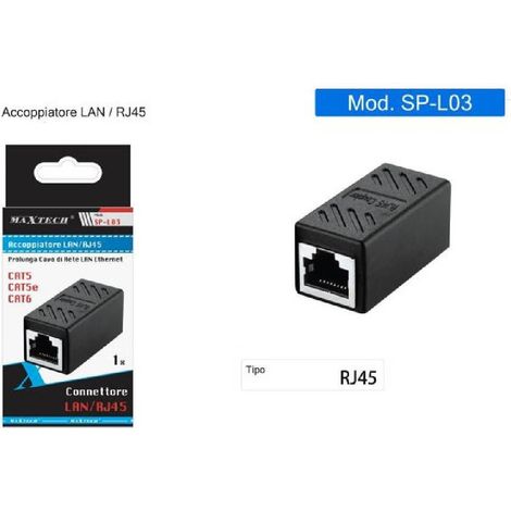 MaxTech - Accoppiatore Connettore Rete Lan/rj45 Ethernet Cat5/cat5e/cat6 Adattatore Sp-l03 - (1/4)
