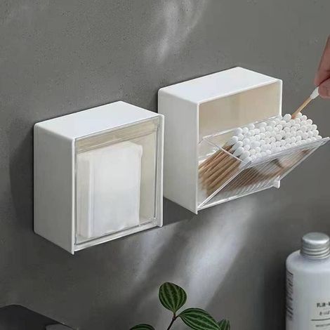 Porta cotton fioc da parete, dispenser per cotton fioc sospeso, organizer per riporre cotton fioc in plastica per casa e bagno (1/4)