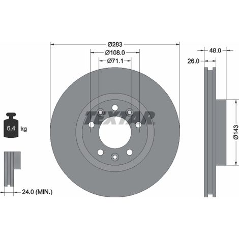 Lot de 2 Disques de frein Textar 92267203 CITROËN 1642765080 1647867480 3554083