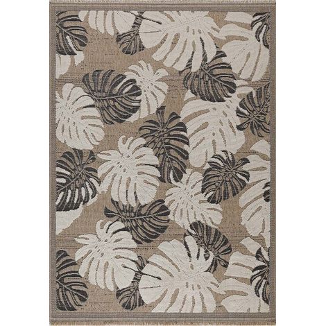 Tapis intérieur extérieur aspect jute noir Tijuana 9062 noir 170 x 120 cm (1/4)