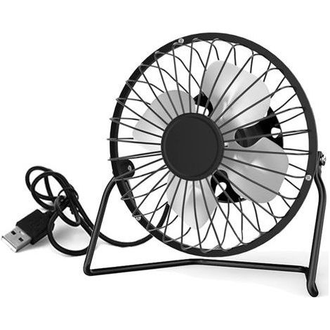 USB Tischventilator leise Mini Ventilator für Schreibtisch mit regelbaren Geschwindigkeitsstufen 360° drehbar für Home Office, Schlafzimmer & Tisch PC, Schwarz (1/5)