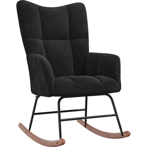 Chaise à bascule,Chaise de relaxation Noir Velours CFW61520 (1/5)