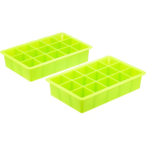 Lot de 2 moules à glaçons en silicone alimentaire, 15 glaçons par moule, 18,5 x 12 x 3 cm. Moules à glaçons faits maison en silicone alimentaire. (1/3)