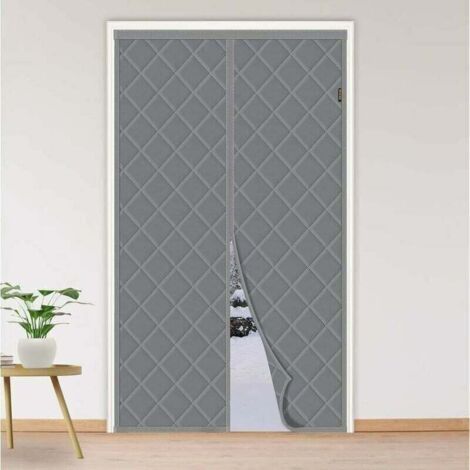 Thermal Insulated Door Curtain 90 x 210 cm, XU, Winter Thickening Door Curtain, Anti-Cold Sound Insulating, Magnetic Cotton, Gray - (1/4)