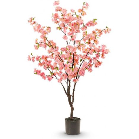 Cerisier en Fleurs Artificiel Prunus Rose Plante Décorative Réaliste pour Intérieur 135 cm - PANGIVO (1/5)