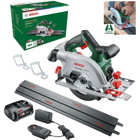 Bosch 18V Circular Saw UniversalCirc Guide Rails + Guide Clamps + 2.5AH Battery (1/5)