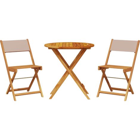 Maison Exclusive - 3-tlg. Bistro-Set Taupe Stoff und Massivholz