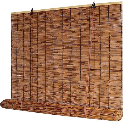 Store Bambou Extérieur Interieur Enrouleur Roseau Naturel Imperméables Intimité 70% D'occultation Rétro Rideau De avec Levage 50 65 80 90 100 115 130 145 160 180cm -