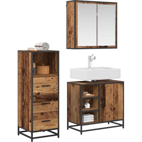 Maison Exclusive - Set di mobili per il bagno 3 pz Legno vecchio 65 x 33 x 60 cm (1/5)