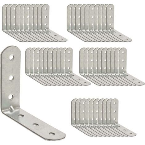 20 Équerre De Fixation, Acier Galvanisé, 40x40x16mm, Trou 4mm, Pour Étagère Et Meuble (1/4)