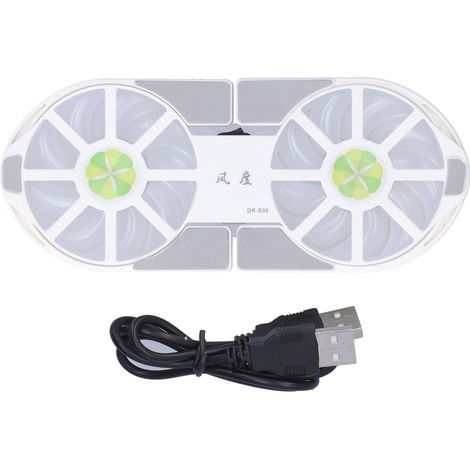 Support d'ordinateur portable pliable avec 4 couleurs, 2 ventilateurs puissants et grand flux d'air pour refroidissement efficace (Blanc) (1/5)