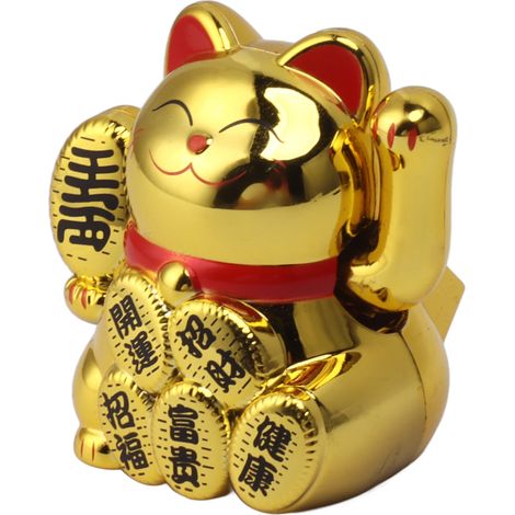 Chat porte-bonheur solaire miniature de 5 cm, mignon, agitant la main, symbole de richesse et de bienvenue, pour la décoration de la maison ou de la voiture, couleur or.