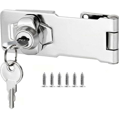Türriegel mit Schlüssel, 90° Drehverschluss, silber, 3 Zoll