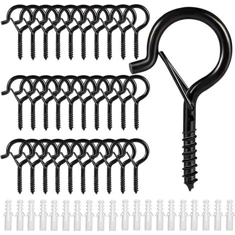 HONORNIC - Crochet a visser vis inox a piton à crochet, Crochets à visser, Crochets de plafond en métal extérieur(30pcs)