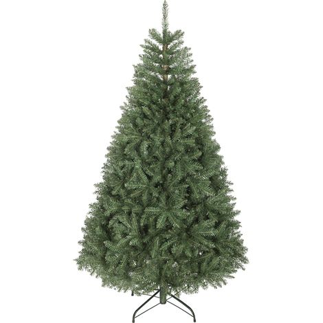 Sapin de Noël artificiel - HOMCOM - 1687 pointes de branche articulée, support en métal - plastique ignifuge - 180H cm - vert (1/5)