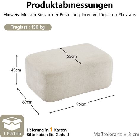 Pouf en velours beige, ottoman moelleux, siège de rangement élégant pour salon, chambre, repose-pieds confortable. (1/5)