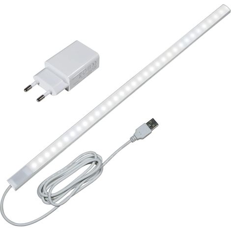 LED Lampe Dimmable de Placard 43cm,Lampe à Détecteur de Mouvement, Reglette LED Barre lumineuse Sous Meuble Ultra Mince Avec Prise USB,Pour Armoires, Comptoirs, Cuisines- 6000K (1/5)