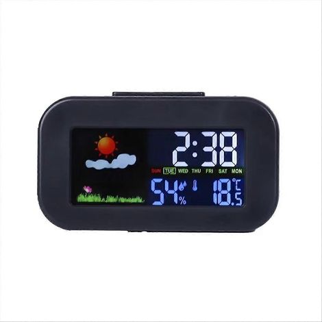 Station météo avec horloge et affichage couleur de la température et de l'humidité, rétroéclairée, pour enfants, adolescents et étudiants - Chambre, dortoir, bureau (1/5)