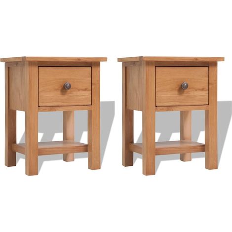 vidaXL Mesitas de noche 2 unidades madera maciza de roble 36x30x47 cm (1/5)