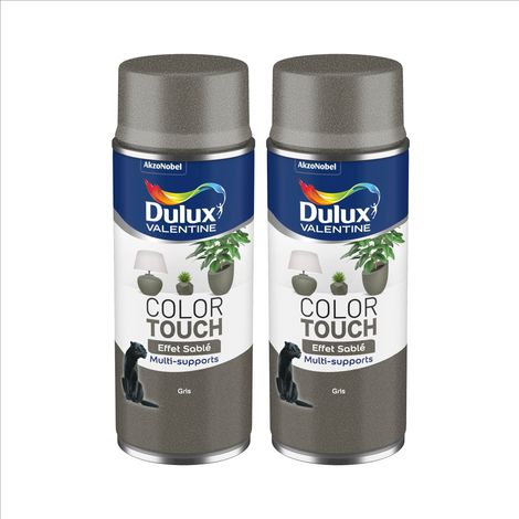 Lot de 2 - Peinture aérosol Color Touch Multi-Supports - Effet Sablé Gris 400 ml - Dulux Valentine