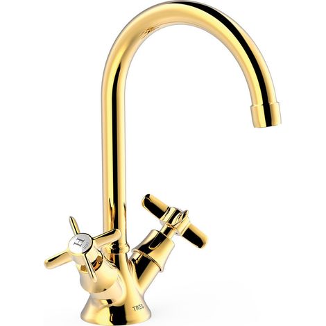 BIMANDO LAVABO ORO 198MM TRES-CLASIC - grifería original (1/2)