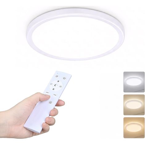 Plafonnier LED, Plafonnier à Intensité Variable Plat avec Télécommande, 3000 K - 6500 K, CRI ≥ 80 IP54 Étanche, 24W/ 2160LM, Lampe Ultra-Fine pour Chambre à Coucher, Salon, Chambre d'Enfant, Cuisin (1/5)