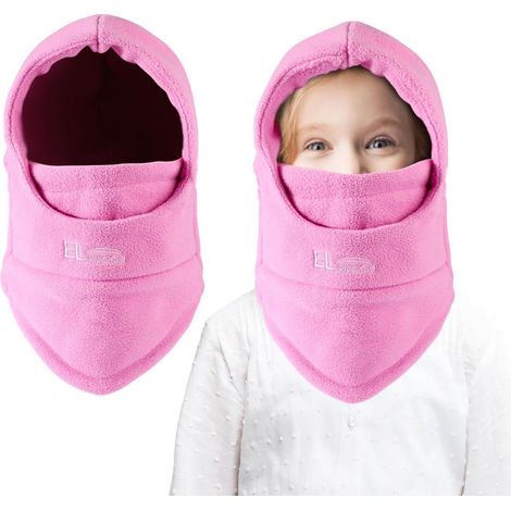 Kinder Sturmhaube Thermo Fleece Rosa 4-12 Jahre Winddicht Warm Verstellbar (1/5)