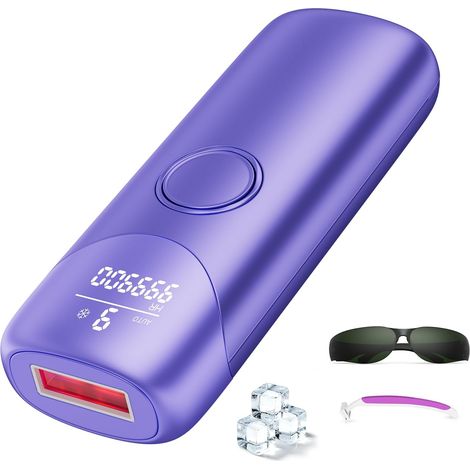 Épilateur à lumière pulsée avec 999 900 impulsions lumineuses, Épilateur Lasrr pour l'épilation avec 9 niveaux d'énergie, Violet (1/5)