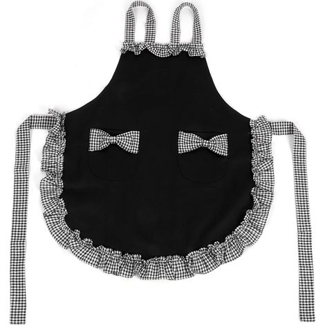 Tablier de cuisine à nœud papillon multifonction, imperméable et anti-taches - Noir (1/5)