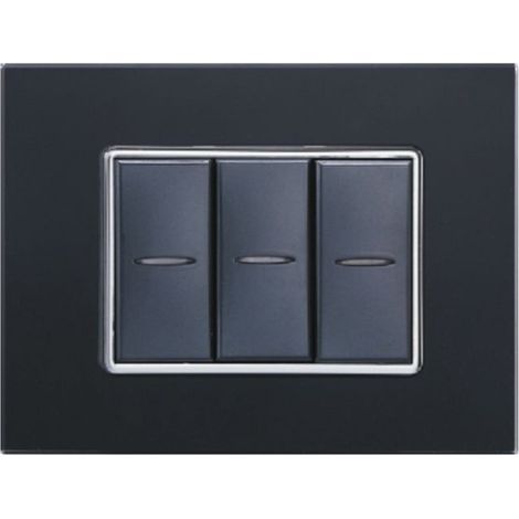 Trade Shop - CRISTAL PLATE 3M 4M 6M SCHWARZER GLASEFFEKT KOMPATIBEL MIT BTICINO AXOLUTE -