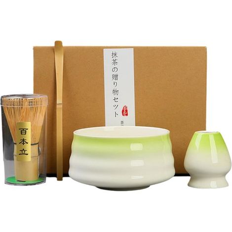 Coffret 4 pièces - Coffret matcha - Kit fouet à matcha - Matcha - Kit de démarrage matcha - Coffret matcha japonais blanc (1/5)