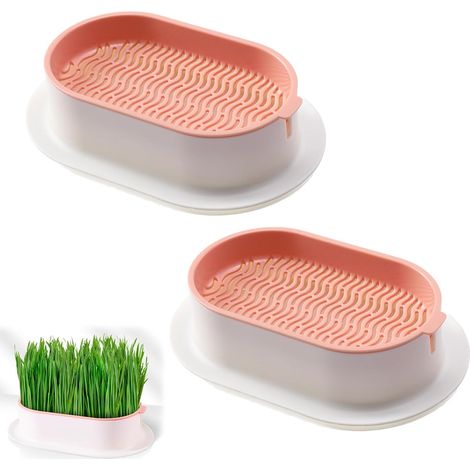 Kit per la coltivazione di erba gatta - Vassoio per fioriera idroponica in plastica con vassoio per giardino, casa, ufficio, 2 pezzi (1/5)