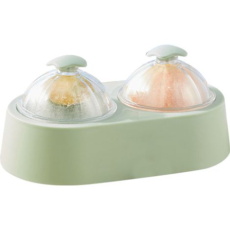 Moule à Boules de Glace Double avec Couvercle - Bac à Glaçons Rond pour Cocktail, Whisky, Café - Vert Clair pour Cuisine et Maison (1/5)