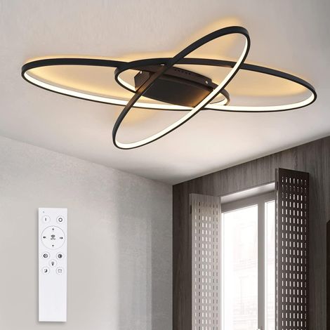 ZMH LED plafonnier dimmable moderne noir lampe de salon blanc chaud/blanc neutre/blanc froid 75W intérieur Éclairage de plafond décoratif pour sal