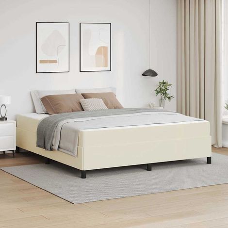 Bettrahmen mit Matratze Creme 180 x 200 cm Stoff