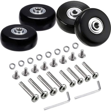 - Roue de Valise, 4 Pièces Roues Valise Remplacement, 50mm Roues Valise, Roue de Valise avec Outils, Caoutchouc Métal Roue de Valise Convient Bagages Chariots Patins (1/5)