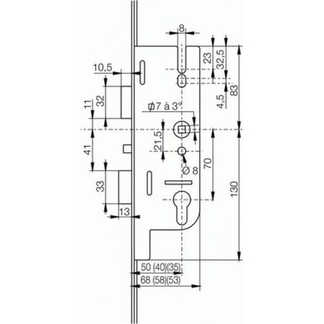 Serrure à larder FERCOMATIC 40 70 4 galets – Mécanisme de verrouillage automatique – Longueur 2150mm – Pour portes en bois dur