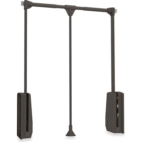 Emuca – Penderie rabattable pour armoire Hang 600-830 mm – Charge max 12 kg – Finition moka – Acier et plastique – Installation sur panneaux latéraux
