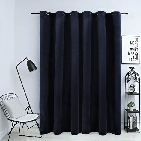 vidaXL Rideau occultant avec anneaux en métal Velours Noir 290x245 cm (1/5)