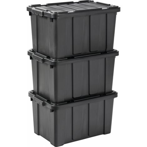 Iris Ohyama Heavy Duty Organisation Boxes, 50L, 3er-Set, Rot, Groß, Robust, Stapelbar, Aufbewahrungsbox, Für Garage, Regale, Umzug, Plastik, Utility, Werkzeugkiste, DDSKT-450 (1/5)