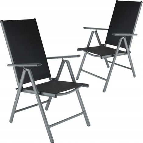 2 Aluminium Gartenstühle klappbar - Gartensessel, Gartengarnitur, Balkonstühle - schwarz/anthrazit (1/5)