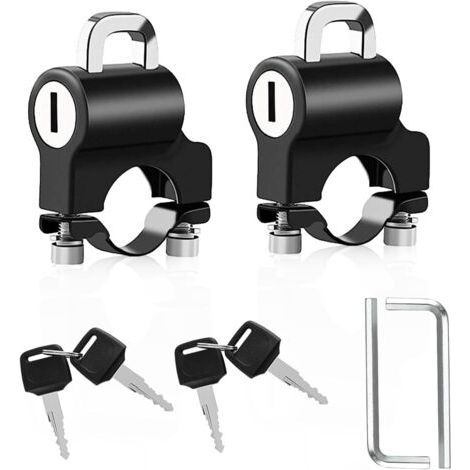 Cadenas de sécurité antivol pour casque de moto - 2 pièces avec clés - Verrouillage pour tube de guidon 22 mm (1/5)
