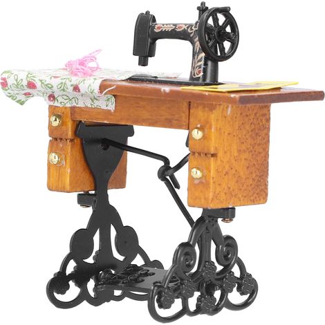 Machine à coudre miniature pour maison de poupée (échelle 1:12), accessoire de mobilier vintage (1/5)