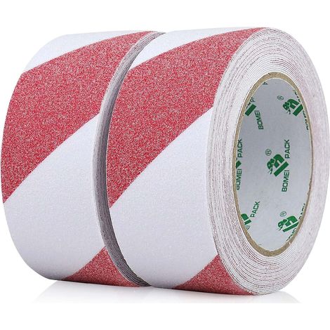 Rouge et Blanc Ruban Bande antidérapante 2R 5cm5m pour escaliers, marches, ruban auto-adhésive, traction, bande antidérapante (1/5)