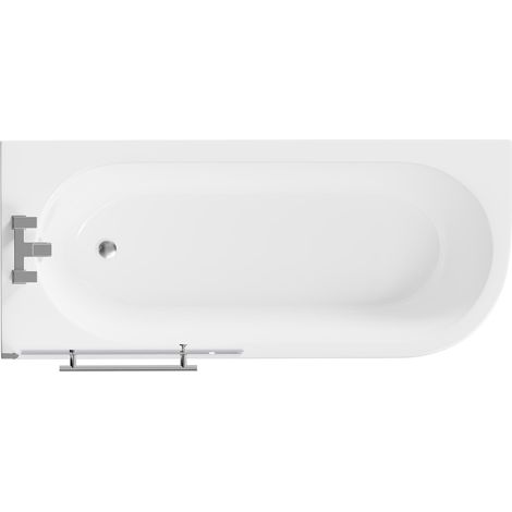 Wholesale Domestic Arc 1700mm x 750mm Left Hand Curved Shower Bath with Towel Rail Bath Screen and Front Bath Panel (1/5)