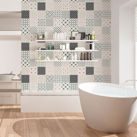Sticker Mural Carrelage adhésif Cuisine Salle de Bain - 24 STICKERS CARRELAGES SCANDINAVE GERD - 24stickers10x10cm (1/5)