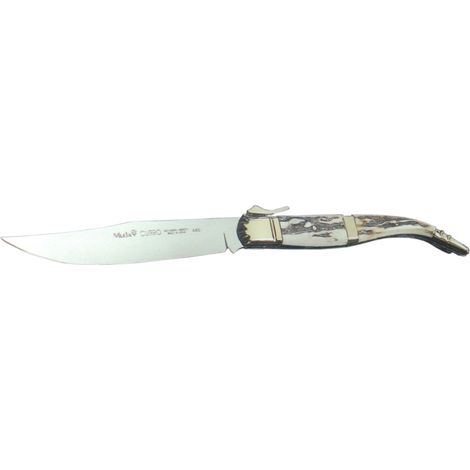 Sammlermesser Muela Curro CURRO-A, Hirschgeweih und Messing, Klinge 10 cm, Gewicht 160 g + Mehrzweck-Geschenkkarte