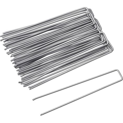 Set de 100 piquets en acier galvanisé 200x40x4mm – Ancrage au sol pour bâches et filets de jardinage – Construction trapézoïdale – Extrémités biseautées (1/5)