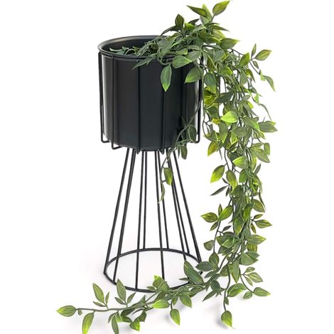 DanDiBo Blumenhocker Metall Schwarz 32 cm Blumenständer 96528 Blumensäule Modern Pflanzenständer Pflanzenhocker (1/5)